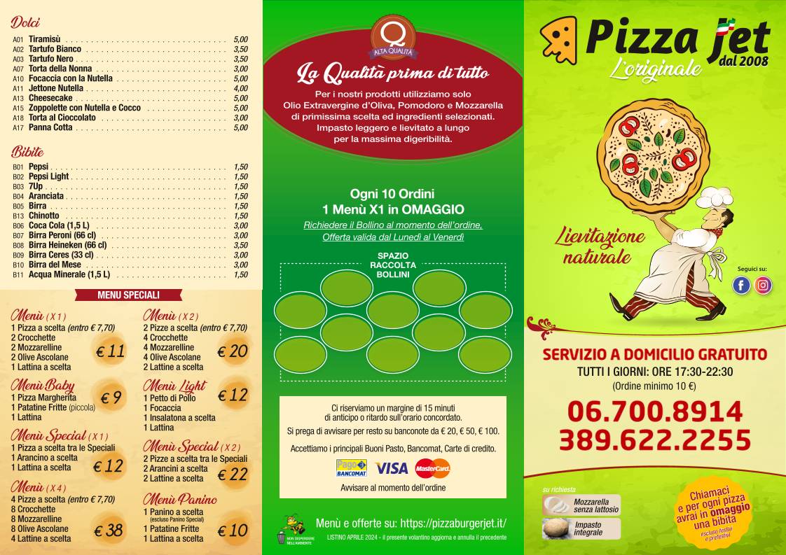 Menu di Pizza jet 
