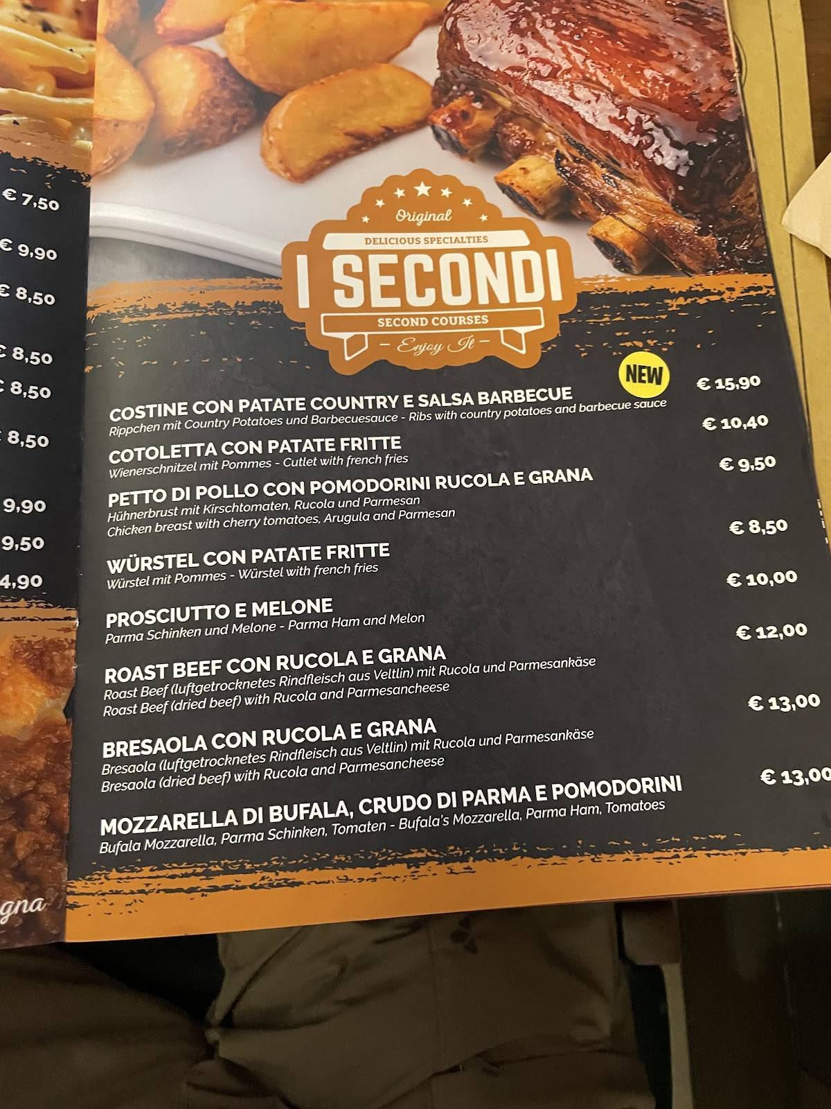 Menu di Pizza Planet di Enjoy Cola' 