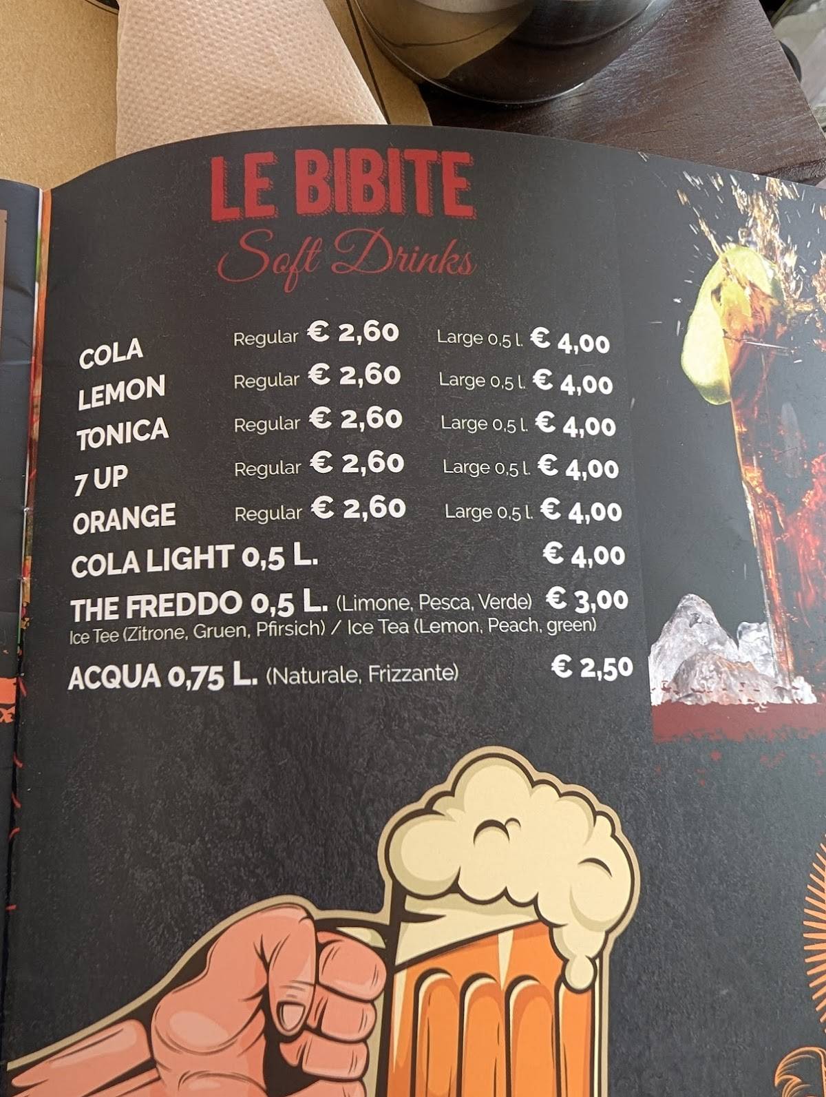 Menu di Pizza Planet di Enjoy Cola' 