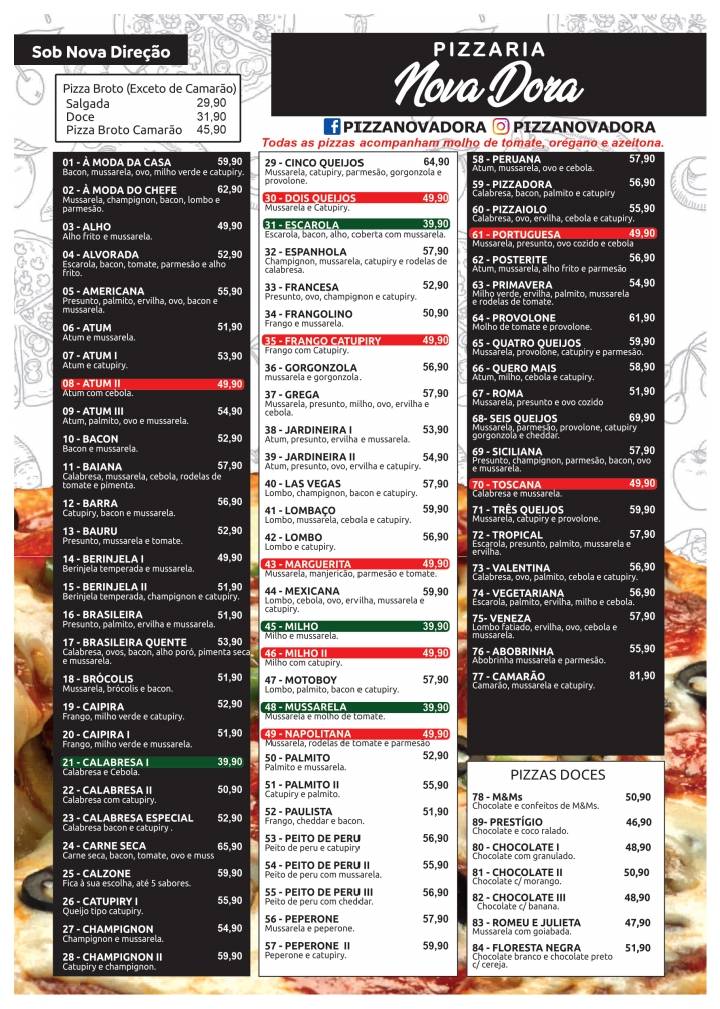 Pizzadora - Bom Retiro (Forno À Lenha) cardápio