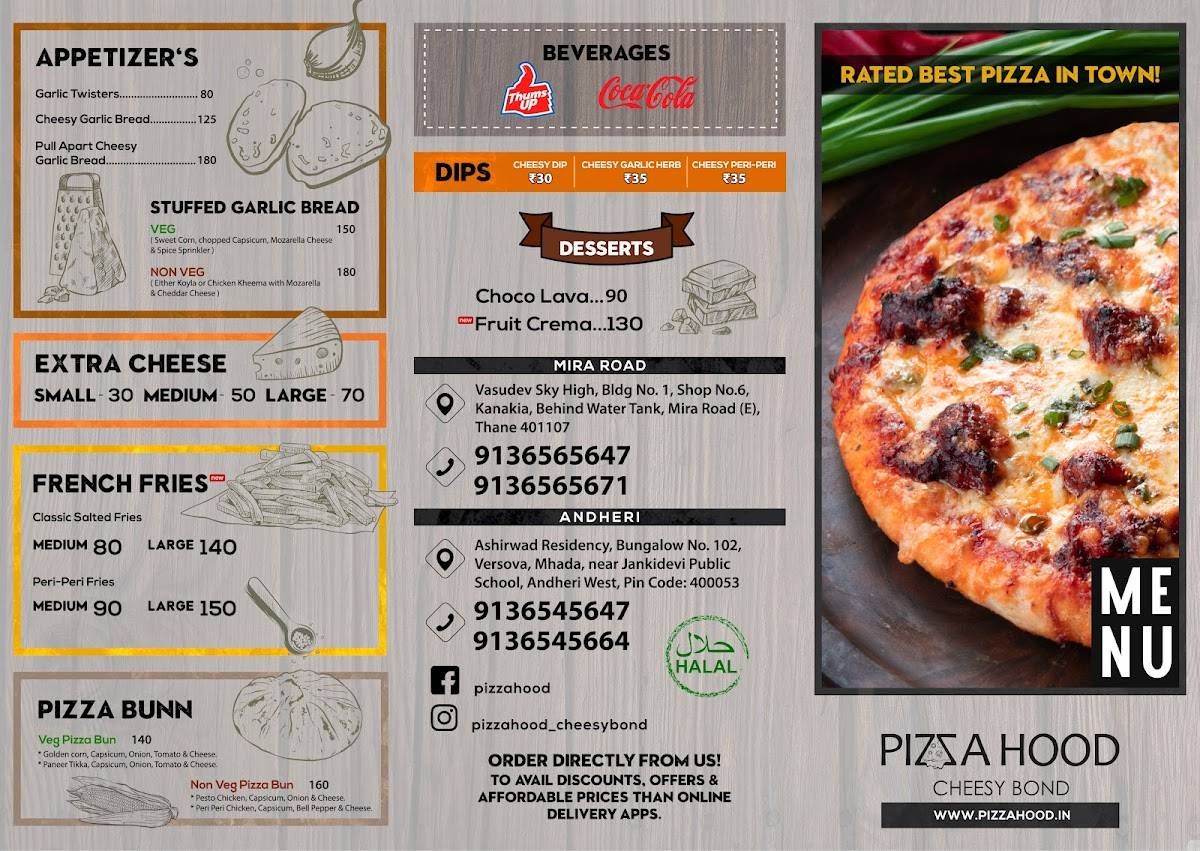 Pizzahood menu