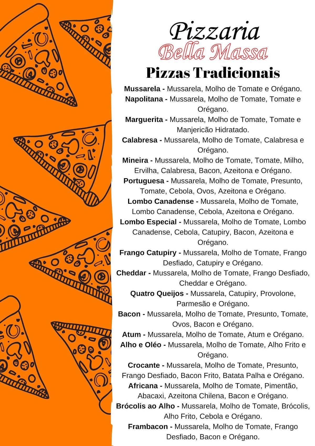 Pizzaria Bella Massa cardápio