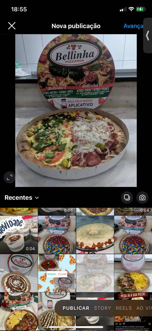 Pizzaria Bellinha cardápio