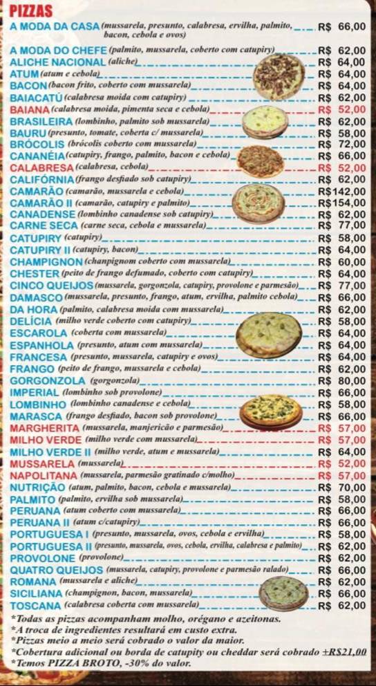Pizzaria Damasco 2 cardápio