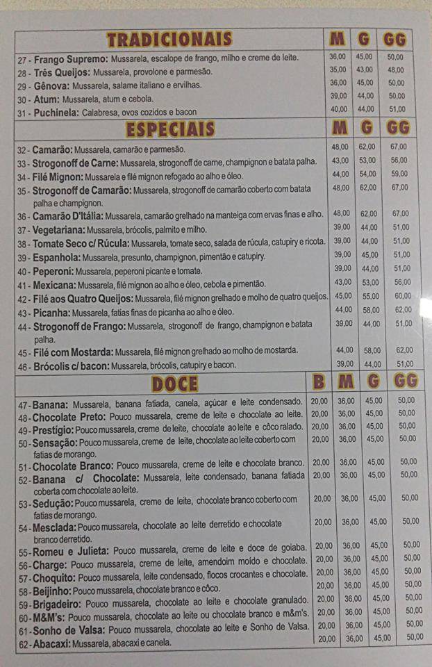 Pizzaria D'itália Laguna "Forno à Lenha'" cardápio