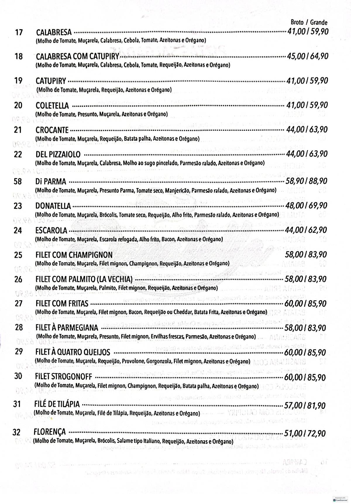 Pizzaria Donatella cardápio