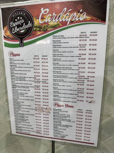 Pizzaria Espaço Liberdade cardápio