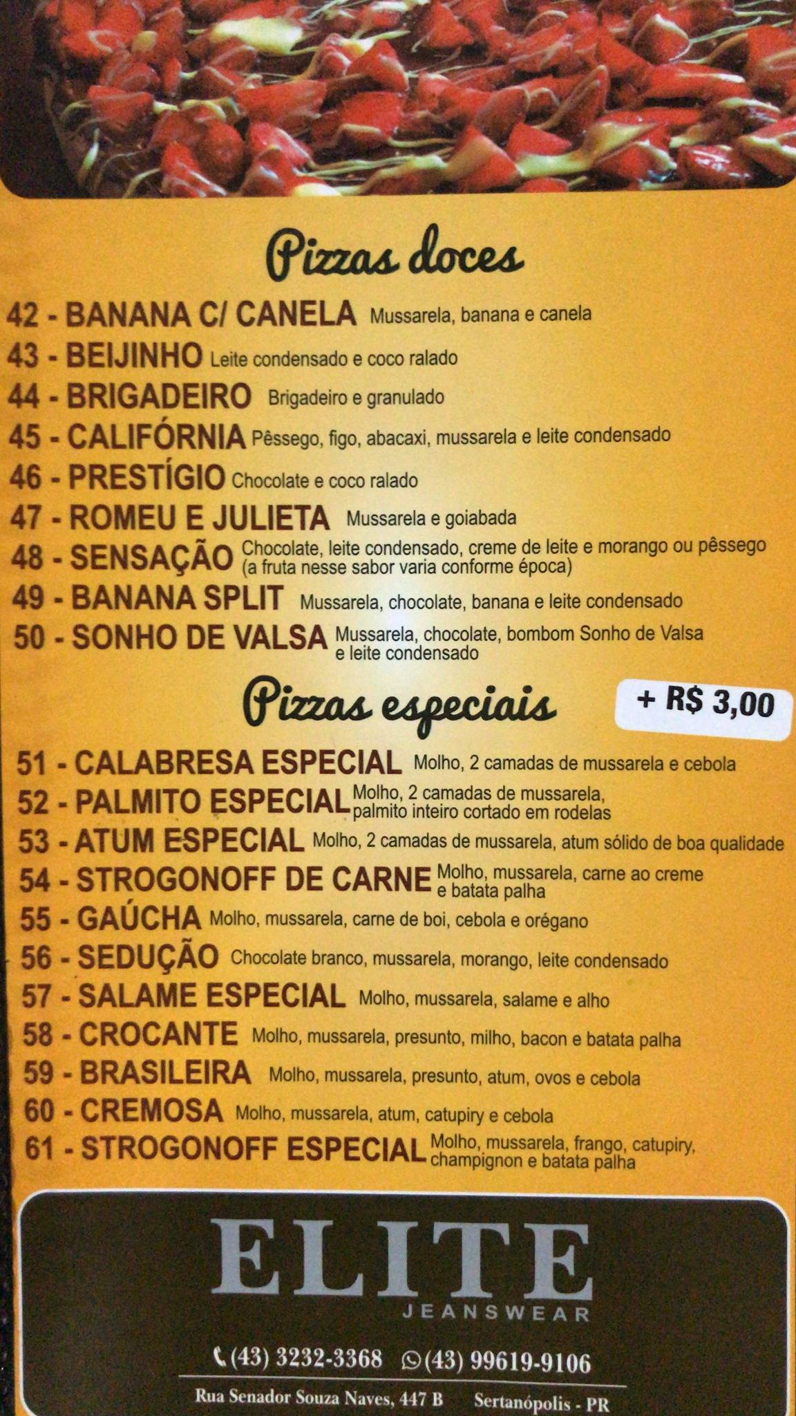 Pizzaria Las Vegas cardápio