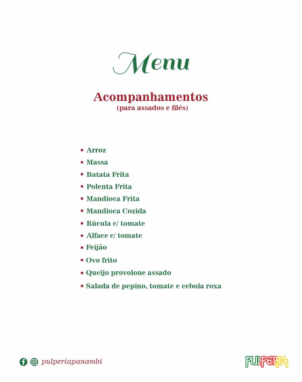 Restaurante, parrilla e pizzaria Pulperia cardápio
