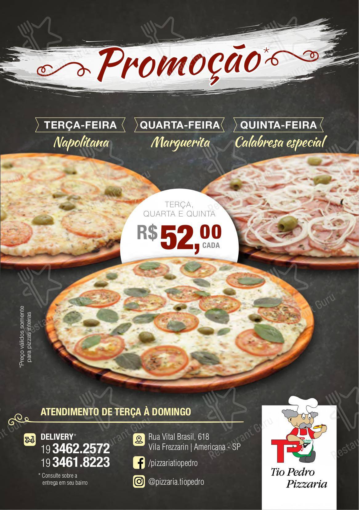 Pizzaria Tio Pedro em Americana - Menu