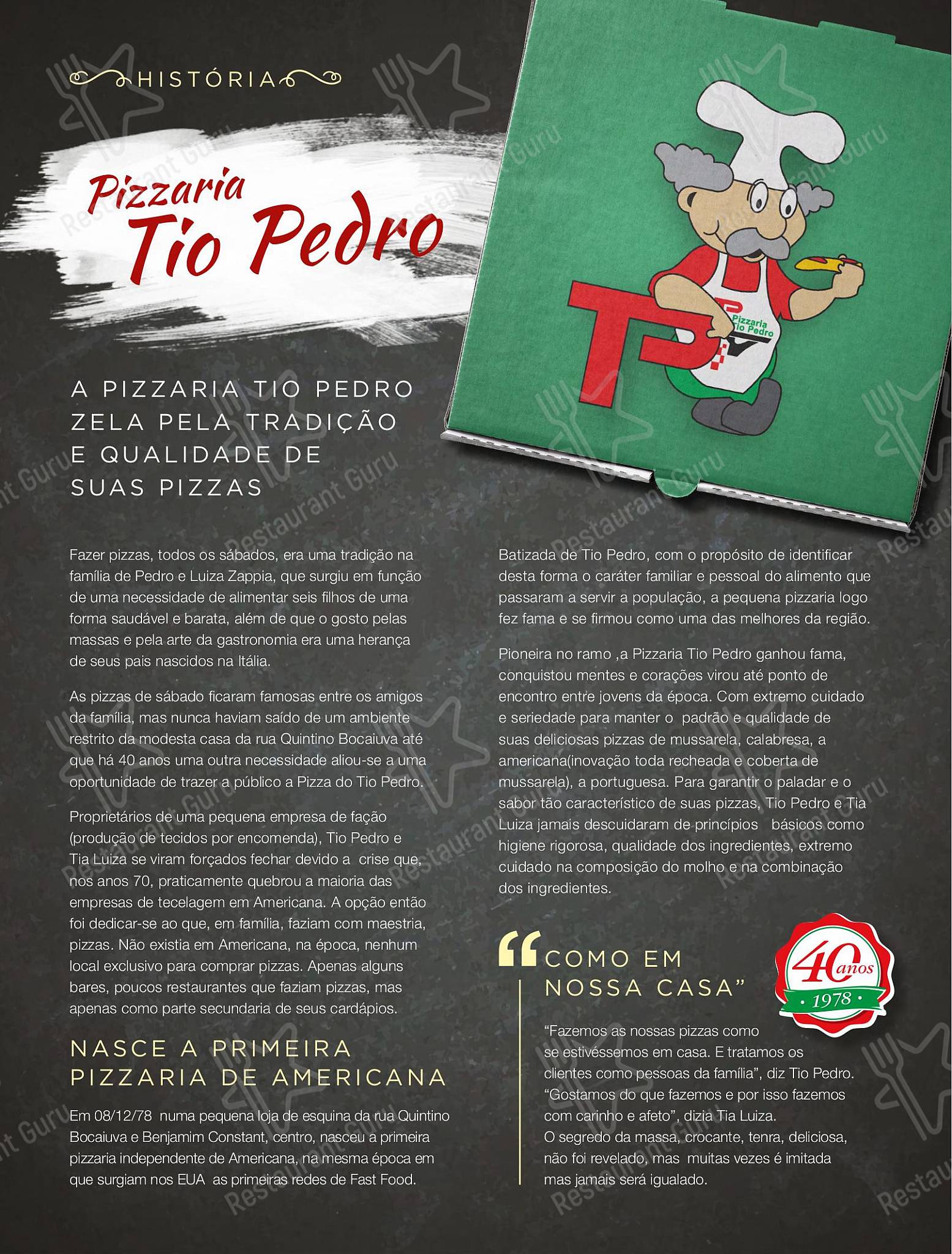 Pizzaria Tio Pedro em Americana - Menu