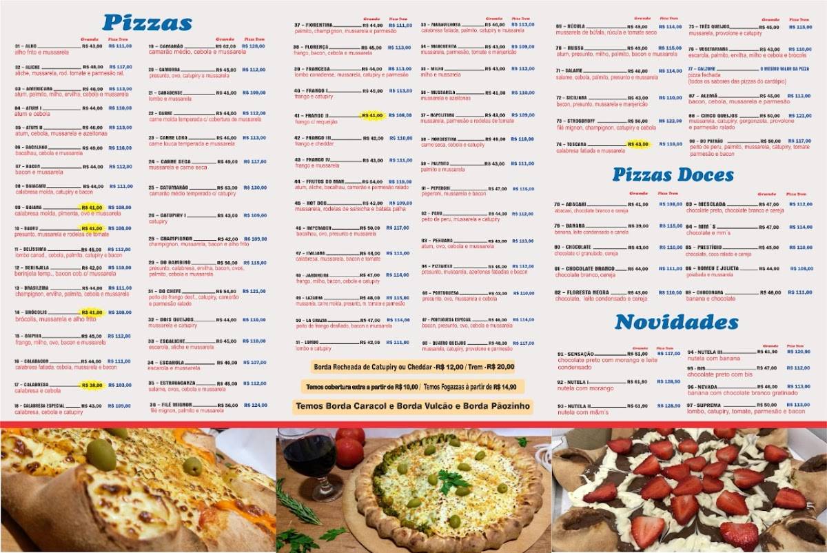 Pizzaria do Bambino cardápio