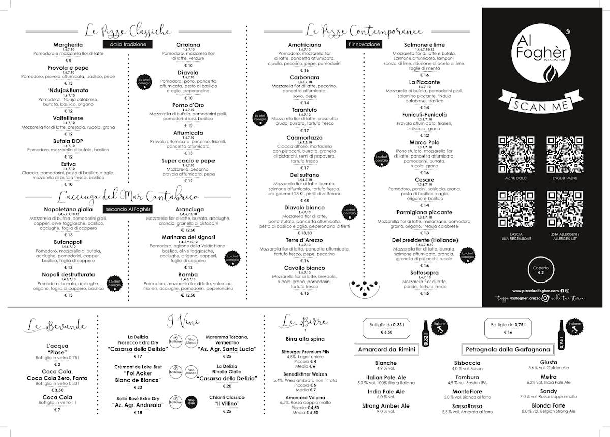 Menu di Pizzeria Al Fogher 