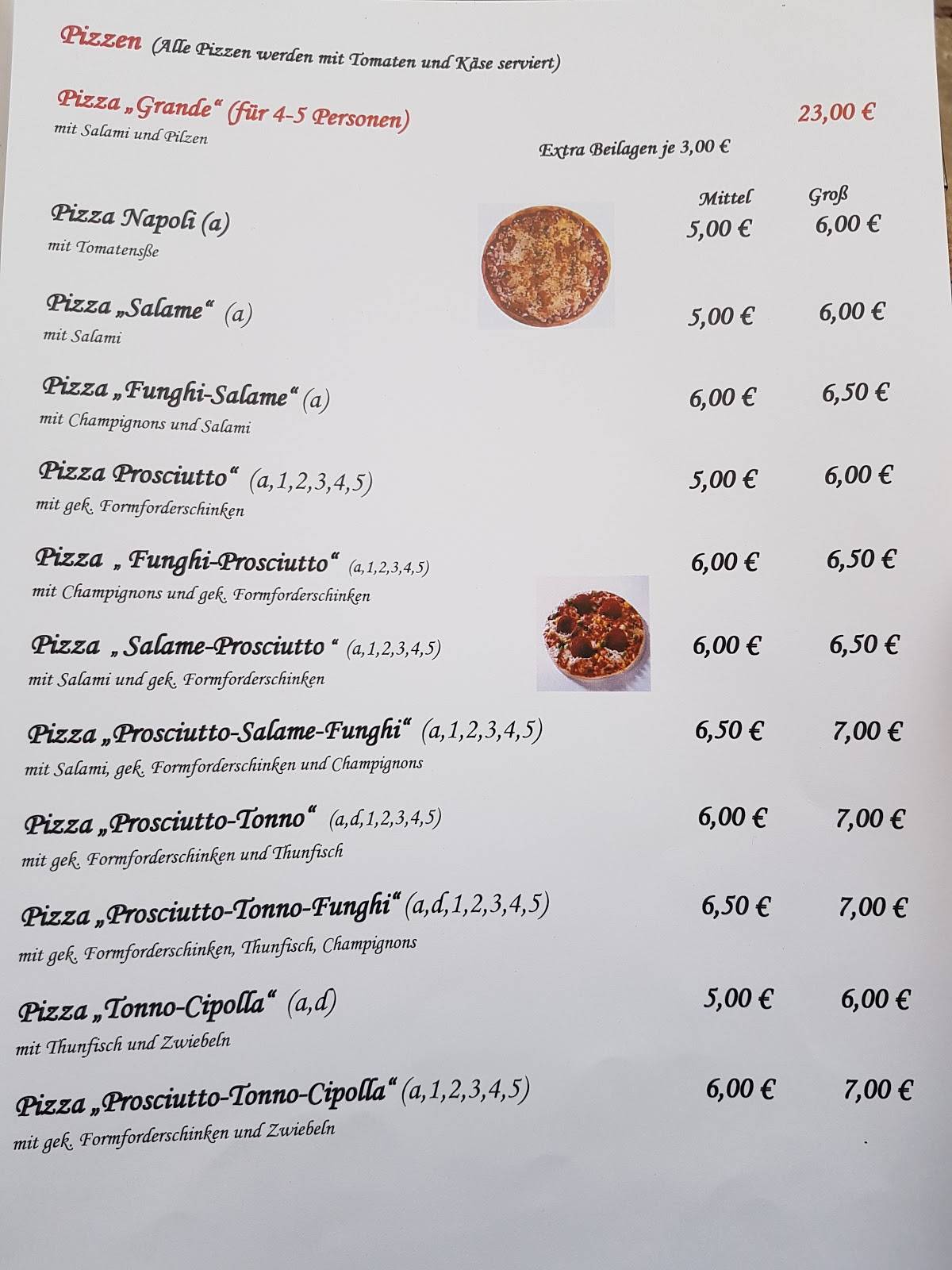 Speisekarte von Pizzeria Calabria, Hünfelden