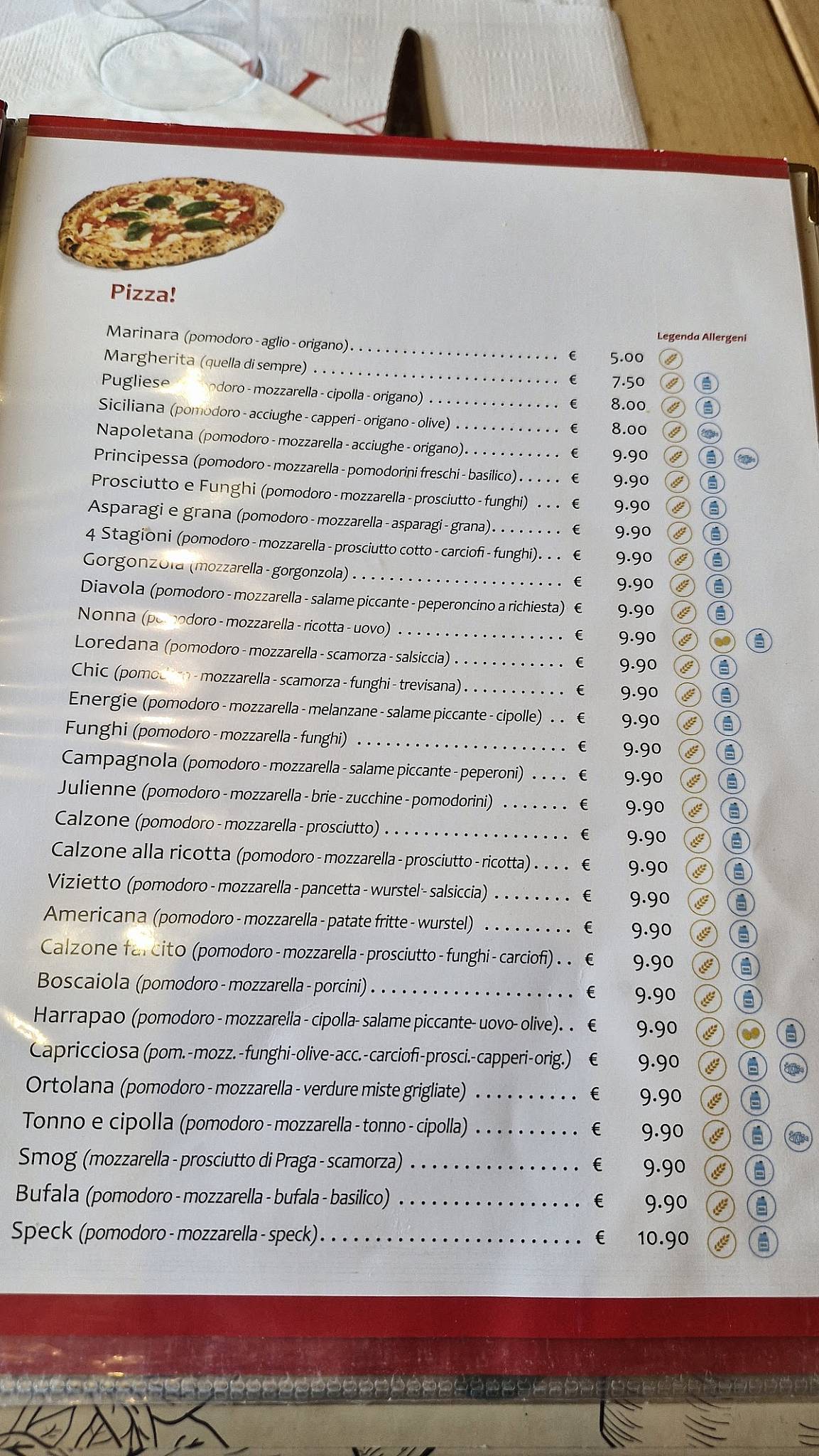 Menu di Calafuria 