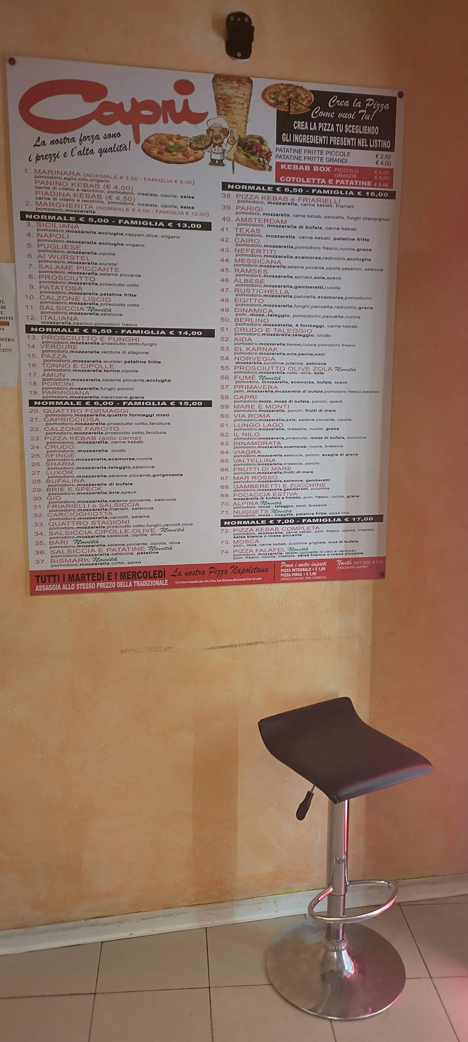 Menu di Pizzeria Capri 