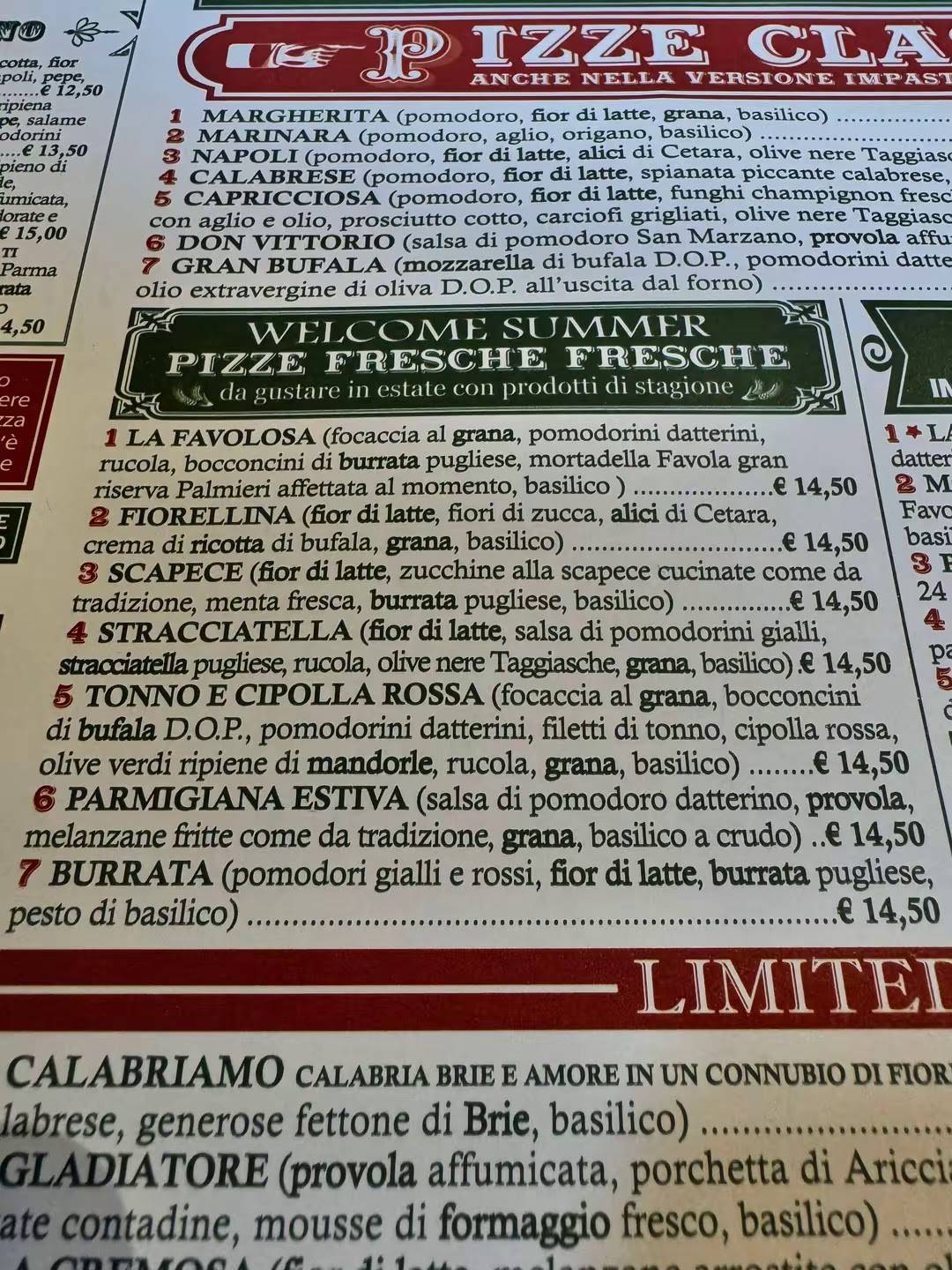 Menu di Pizzeria Capuano's - Londonio 