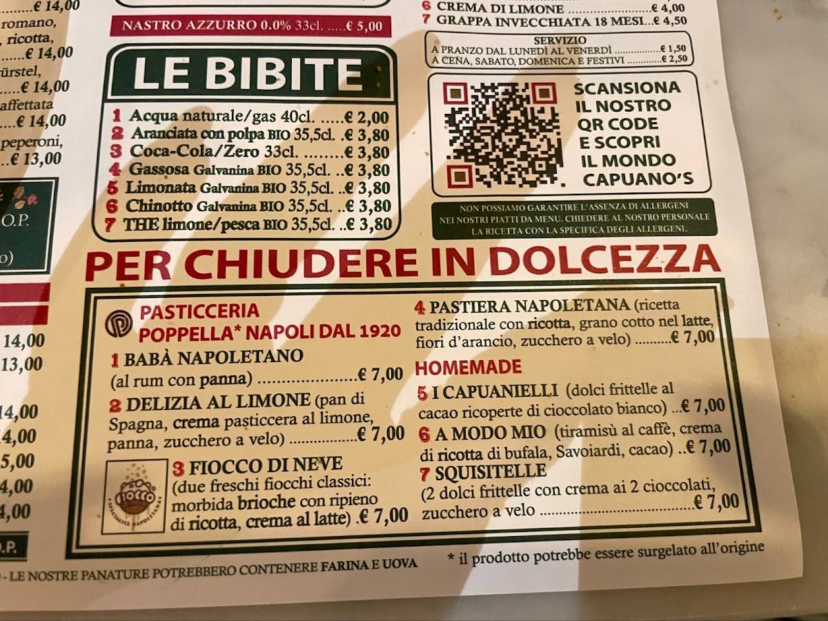 Menu di Pizzeria Capuano's - Londonio 