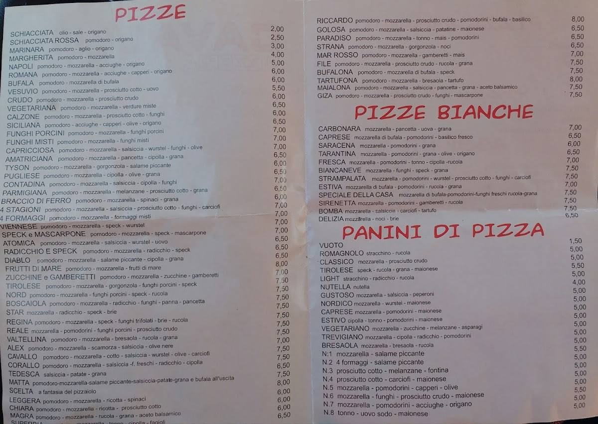 Menu da Pizzeria Cavallo Di Liescu Catalin, Sala Bolognese