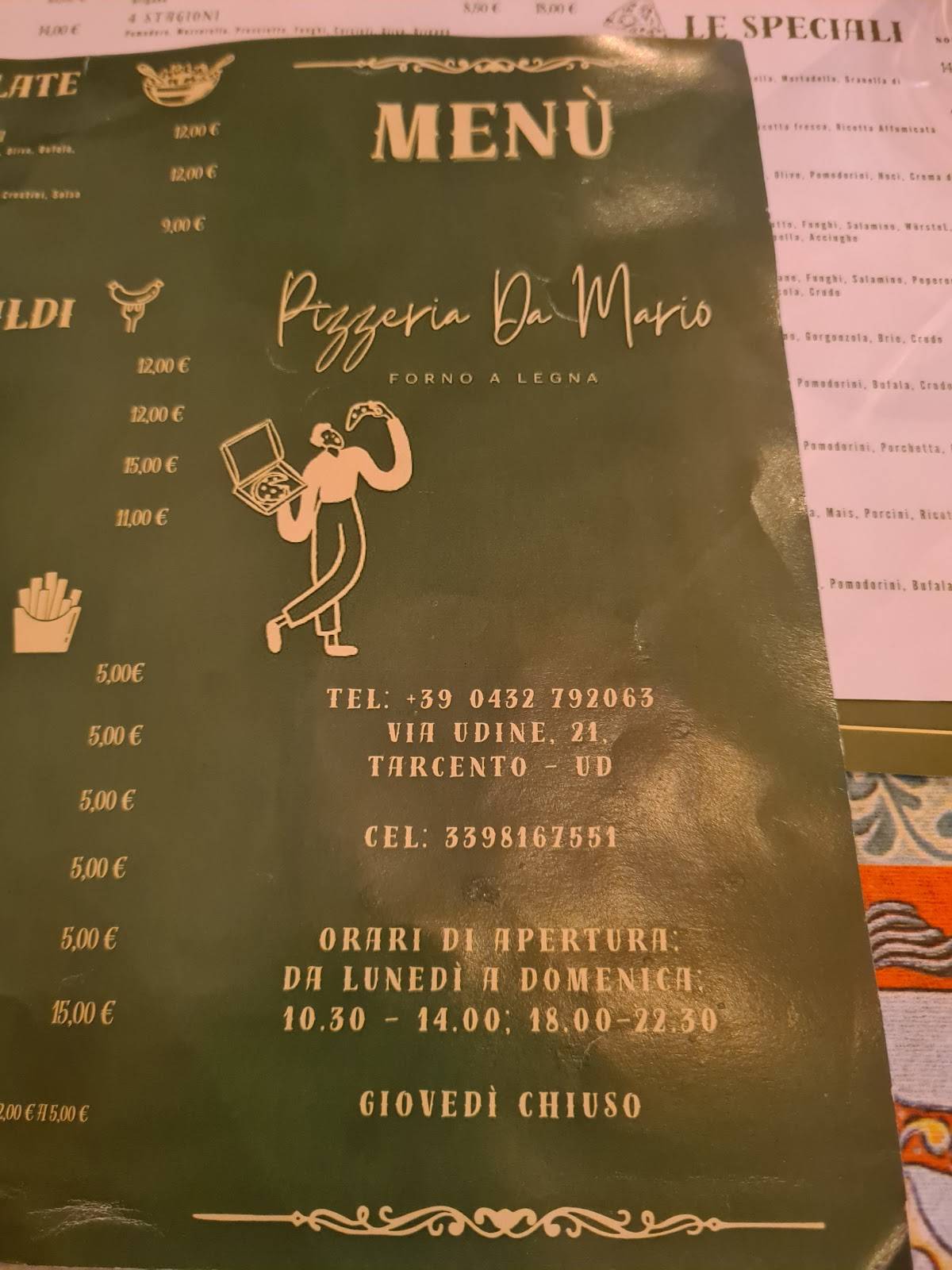 Menu di Pizzeria Da Mario Di Favata Rosario Gioacchino 