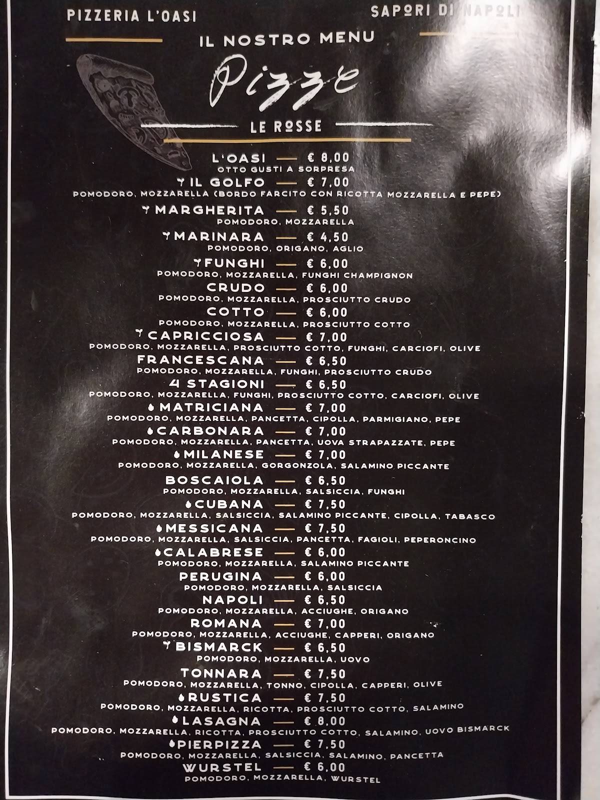 Menu di Pizzeria L'Oasi 