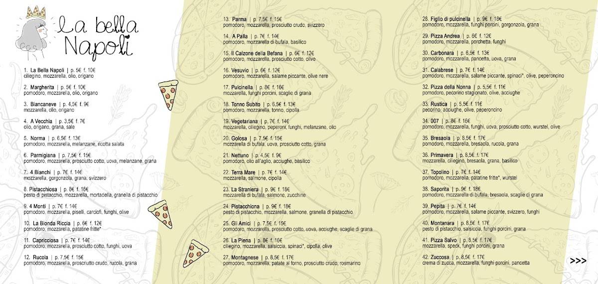 Menu di Pizzeria La Bella Napoli Caltagirone 