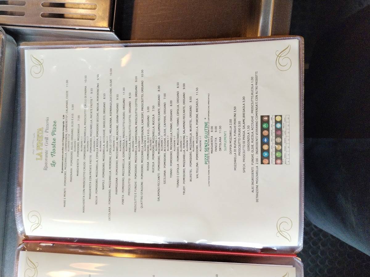Menu di La Pineta 