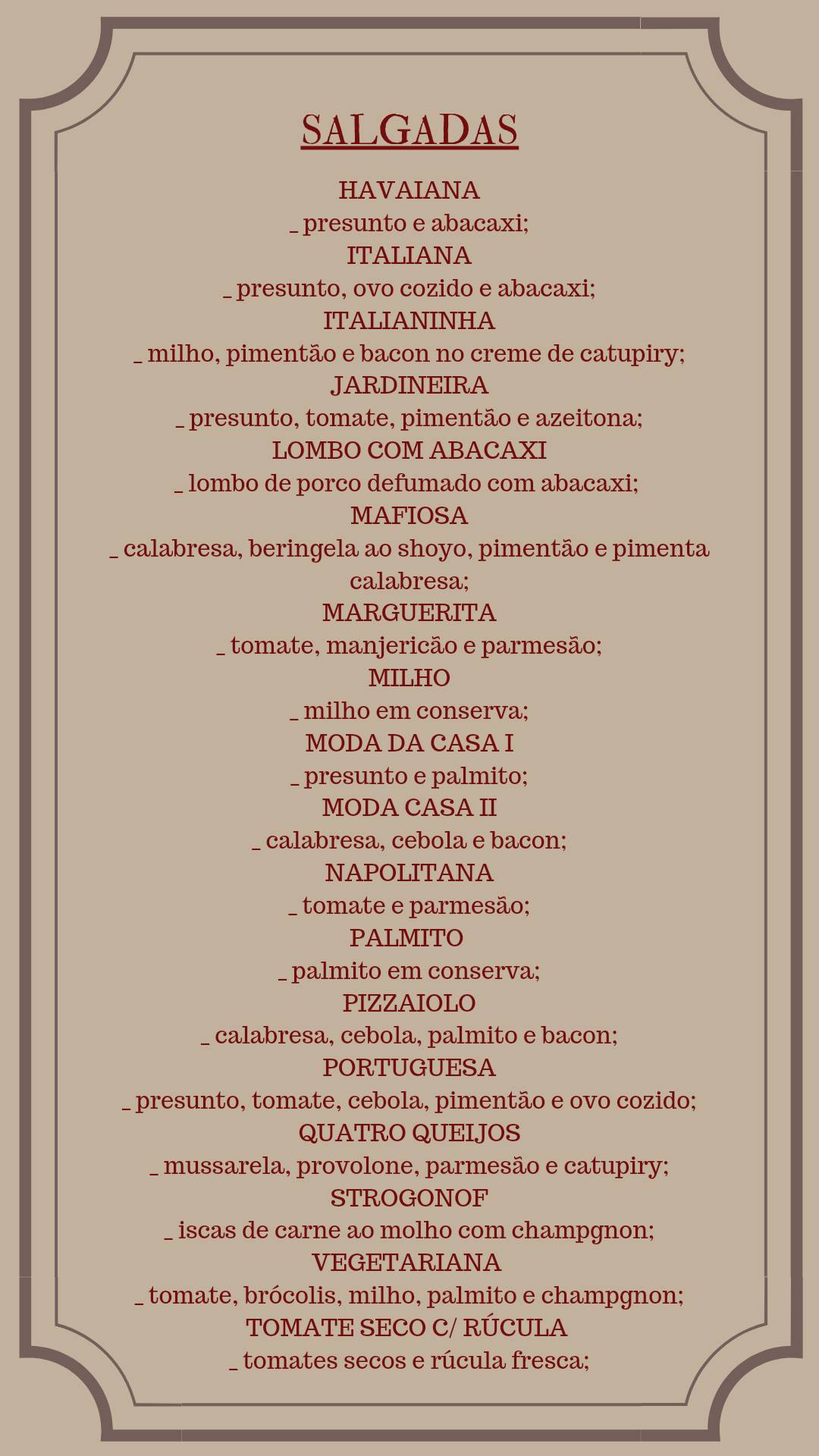 La Piú Buona cardápio