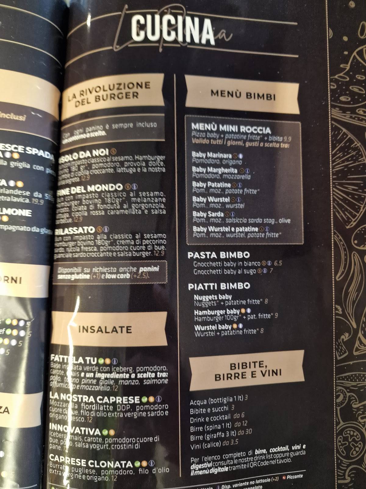 Menu di La Roccia 