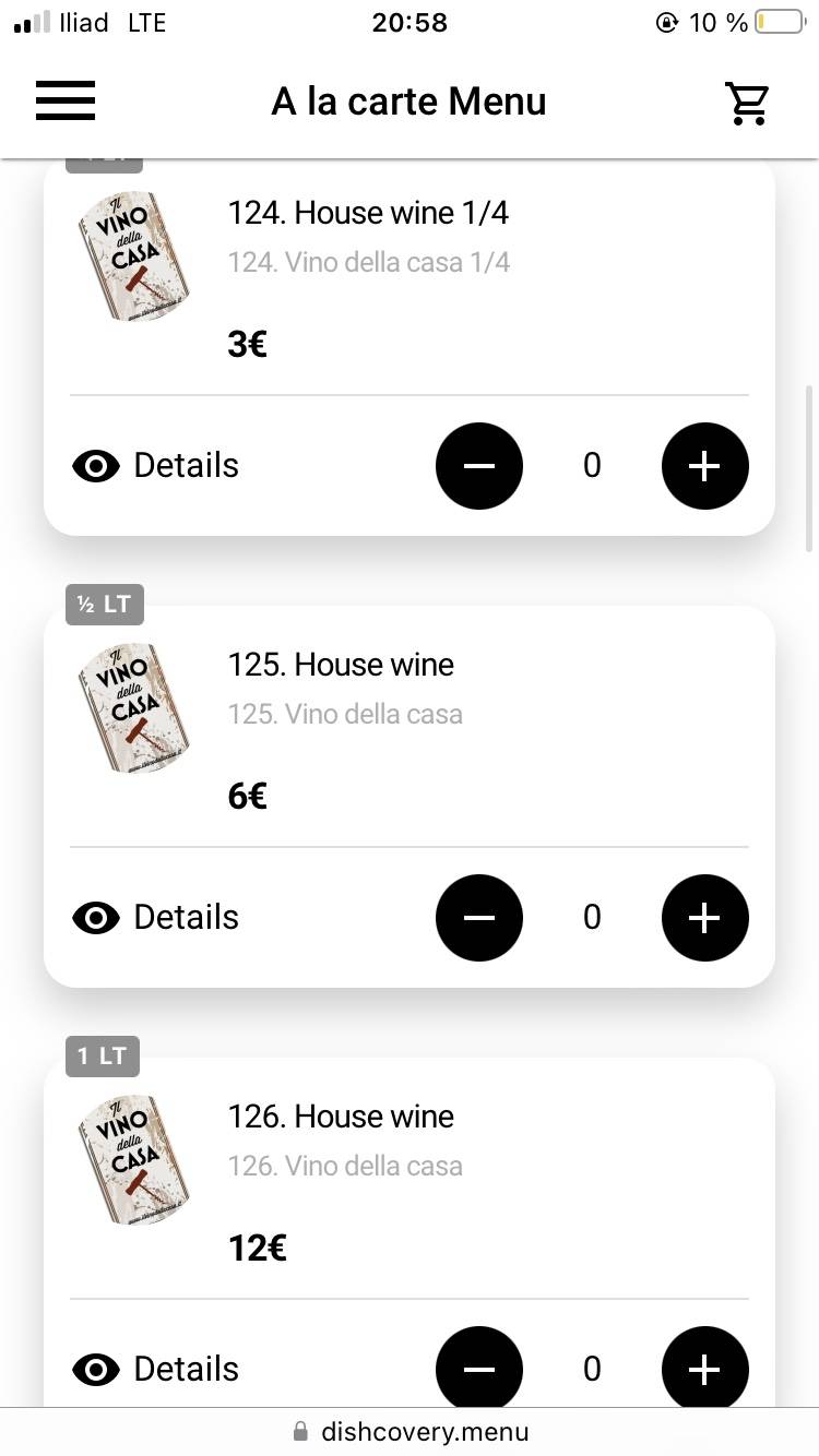 Menu de Pizzeria La piazzetta