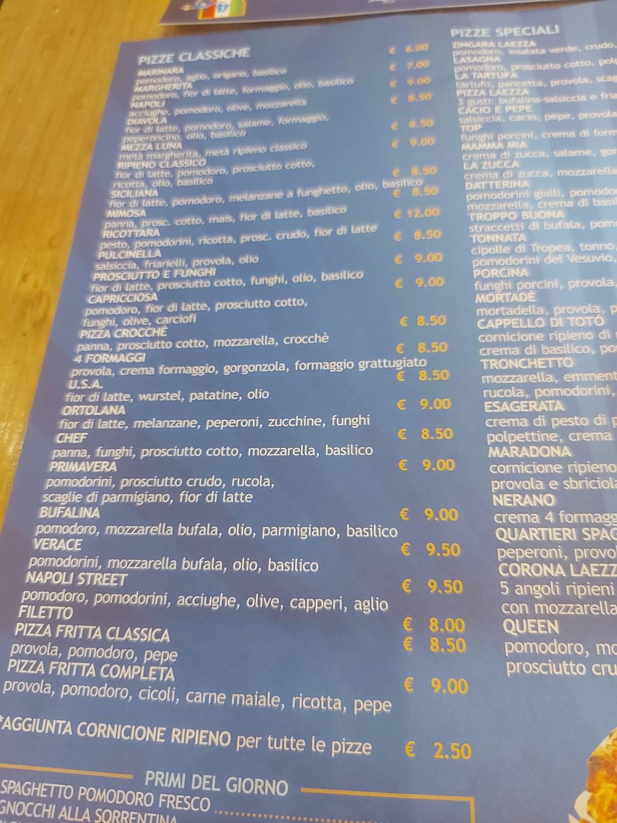Menu di Pizzeria Laezza 