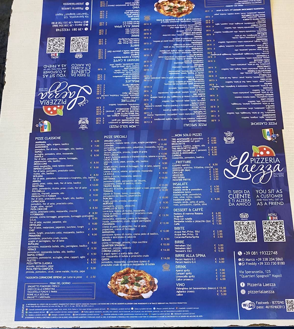 Menu di Pizzeria Laezza 