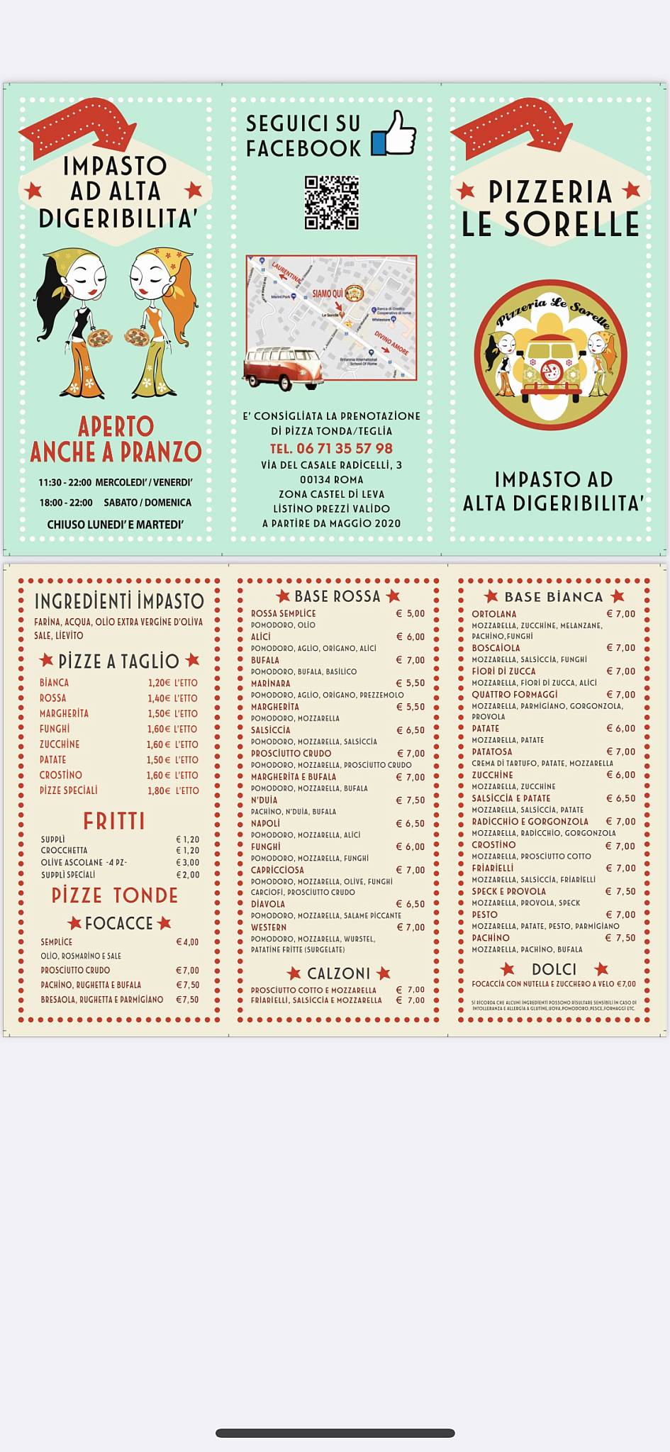 Menu di Le Sorelle 