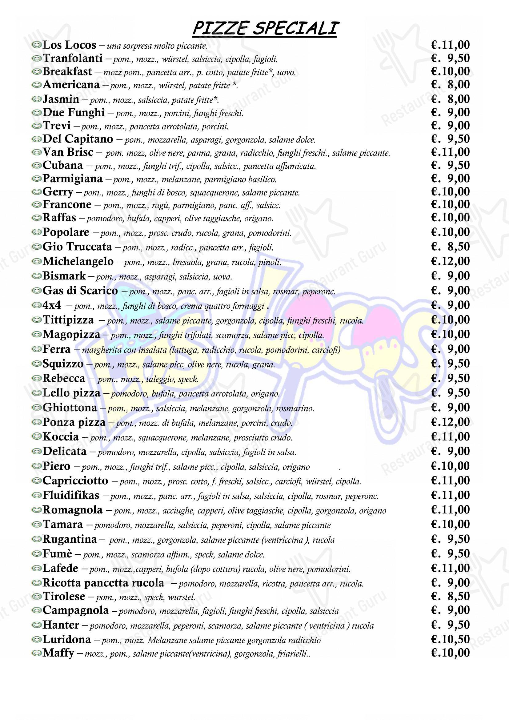 Menu per Pizzeria Los Locos in Forli