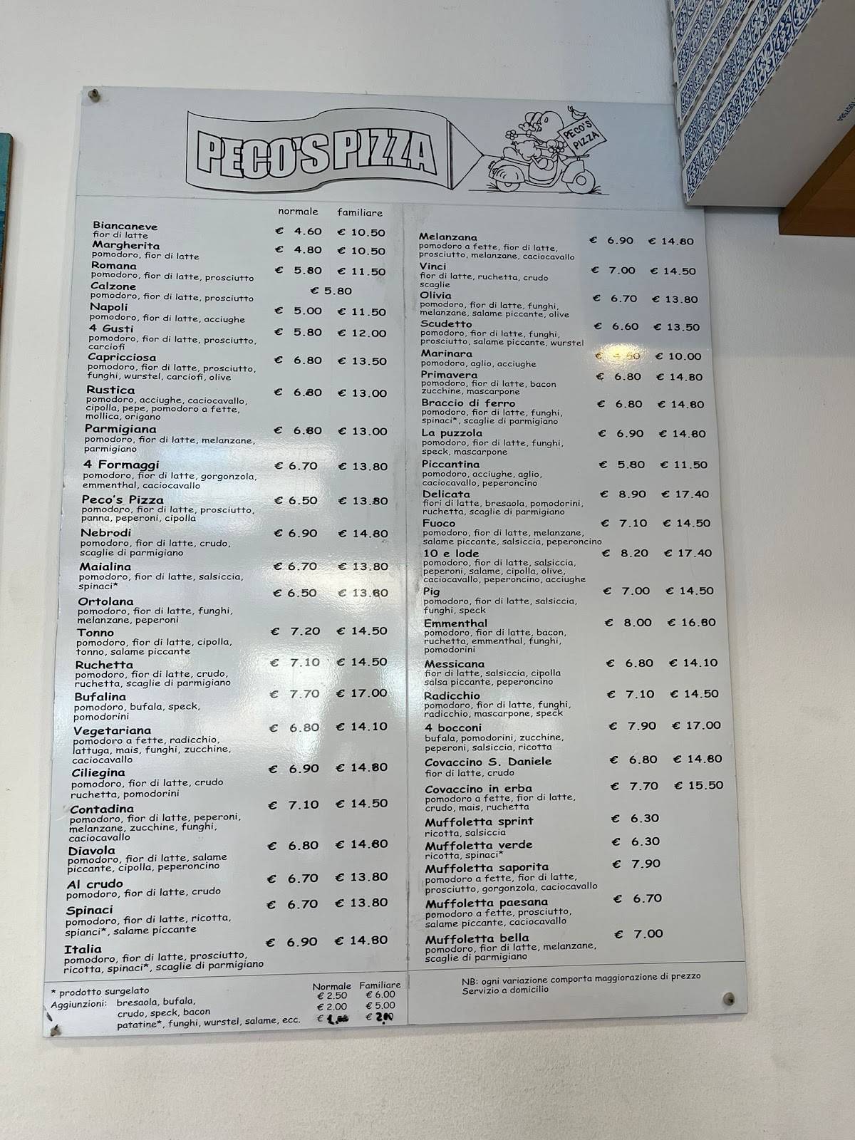 Menu di Peco's Pizza 