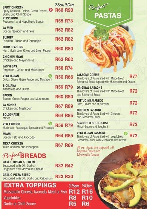 Menu de Pizza Perfect Clubview