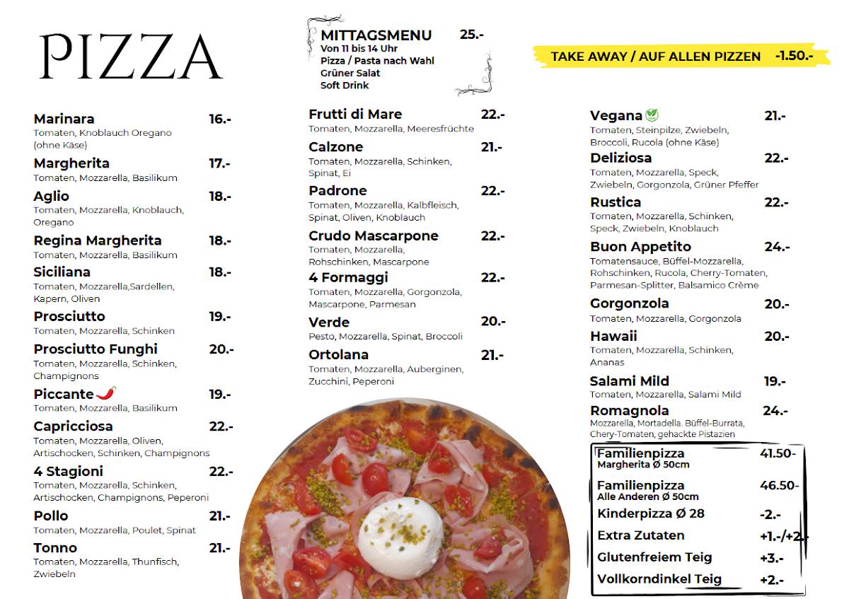 Menu di Pizzeria - Pizzakurier Buon Appetito Pizza 