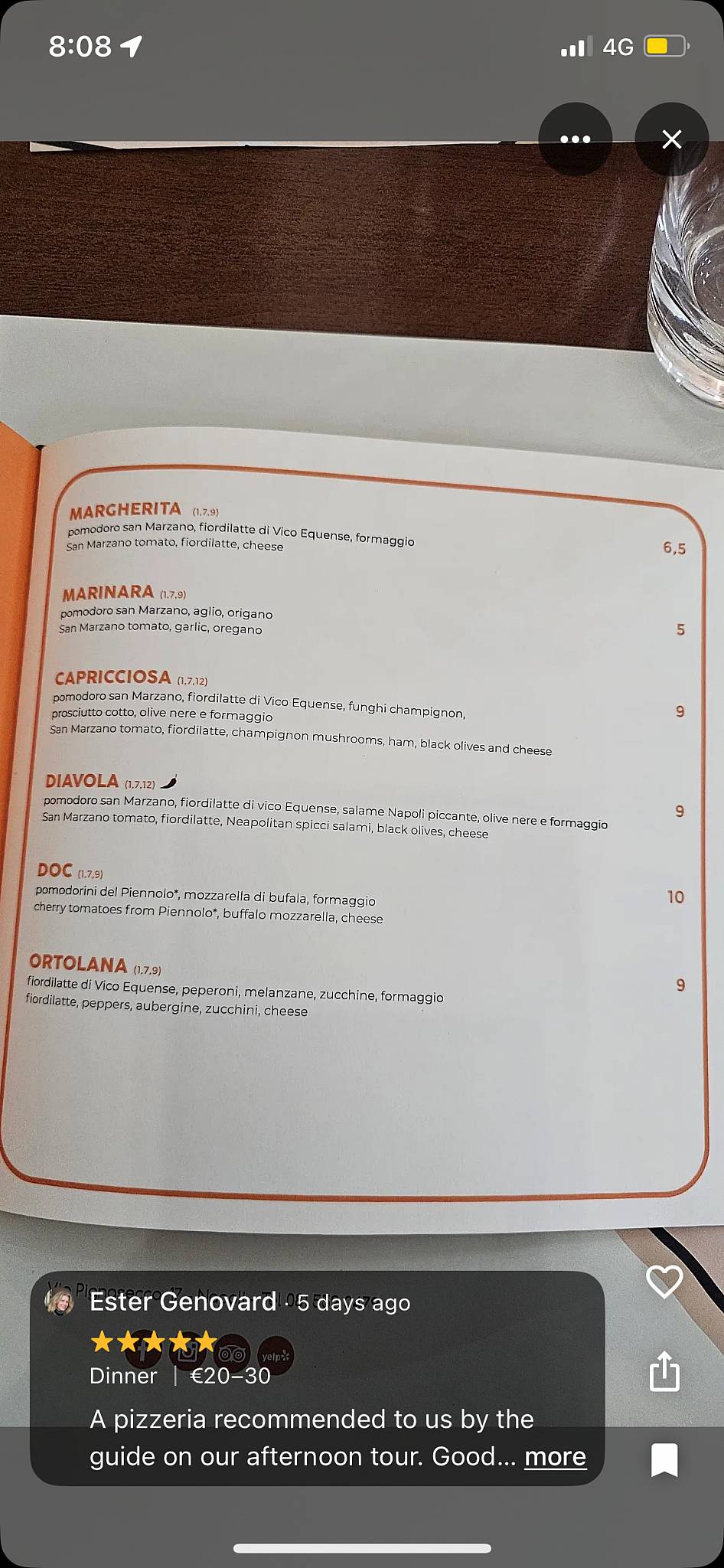 Menu di Pizzeria Attilio's 