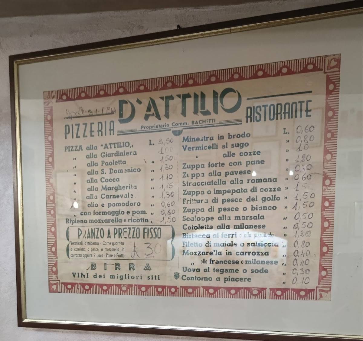 Menu de Pizzeria Da Attilio
