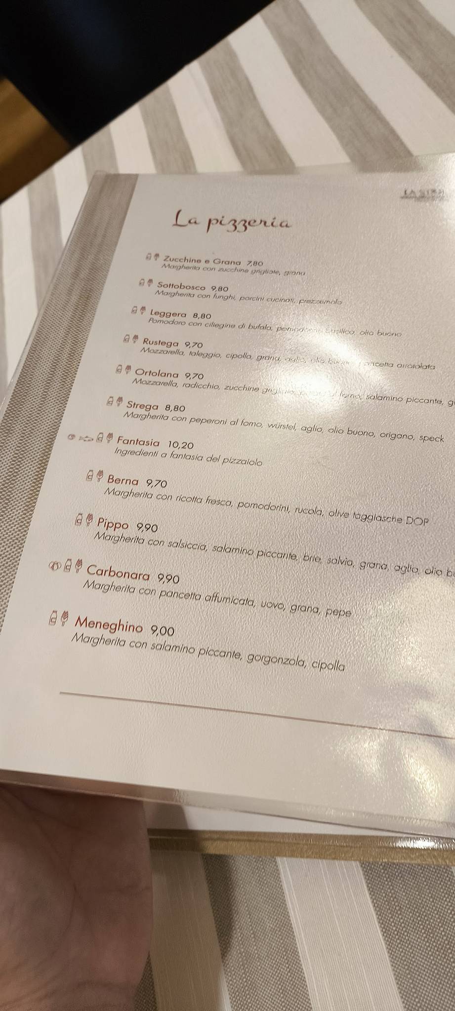 Menu di Pizzeria Trattoria La Strega 