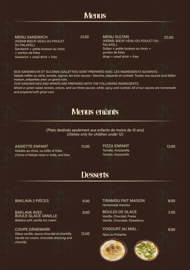 Menu di Restaurant Le Blandonnet 