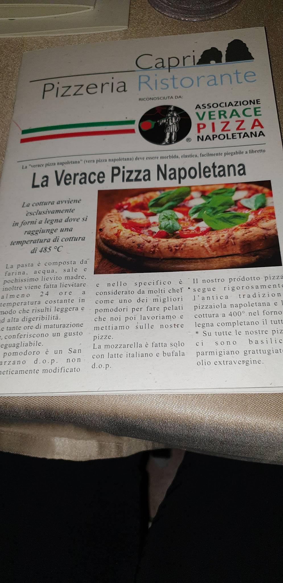 Menu di Ristorante Pizzeria Capri 