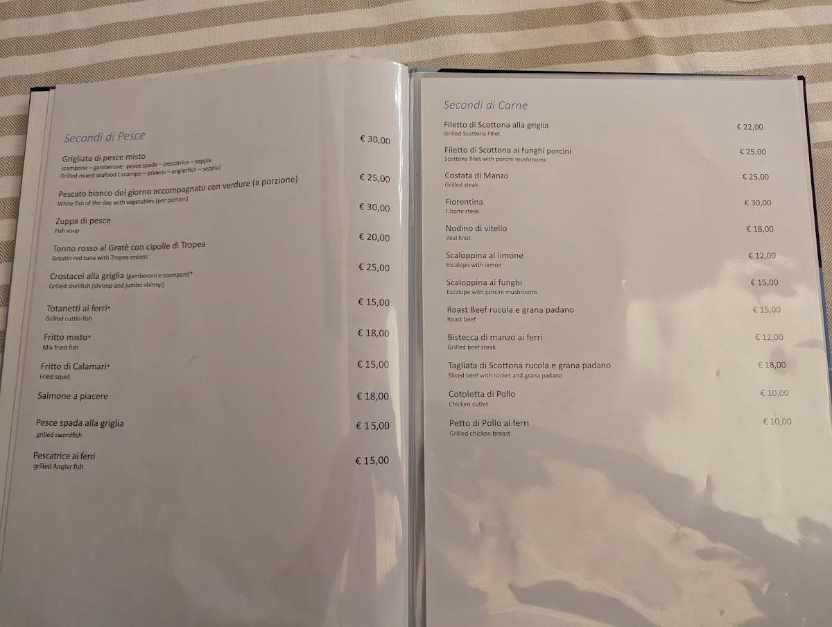 Menu di Ristorante Pizzeria Marechiaro 