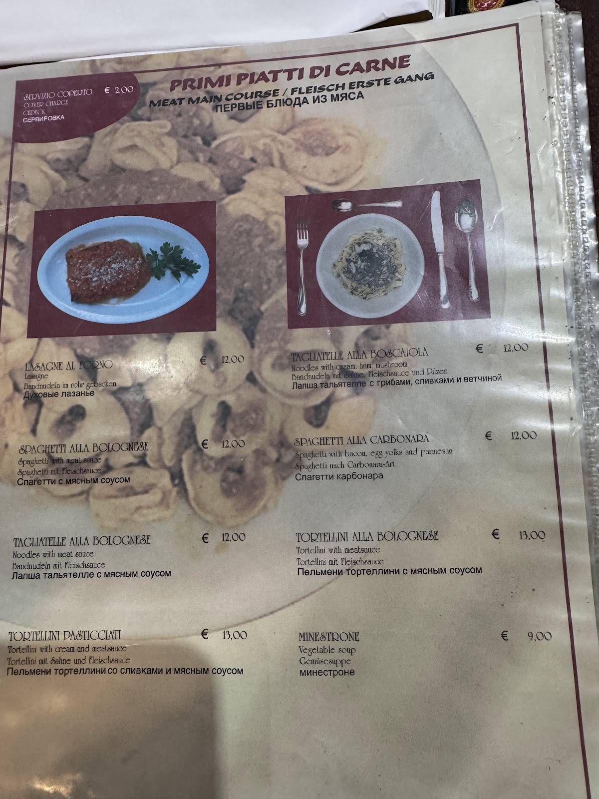 Menu di Ristorante Rimet 70 