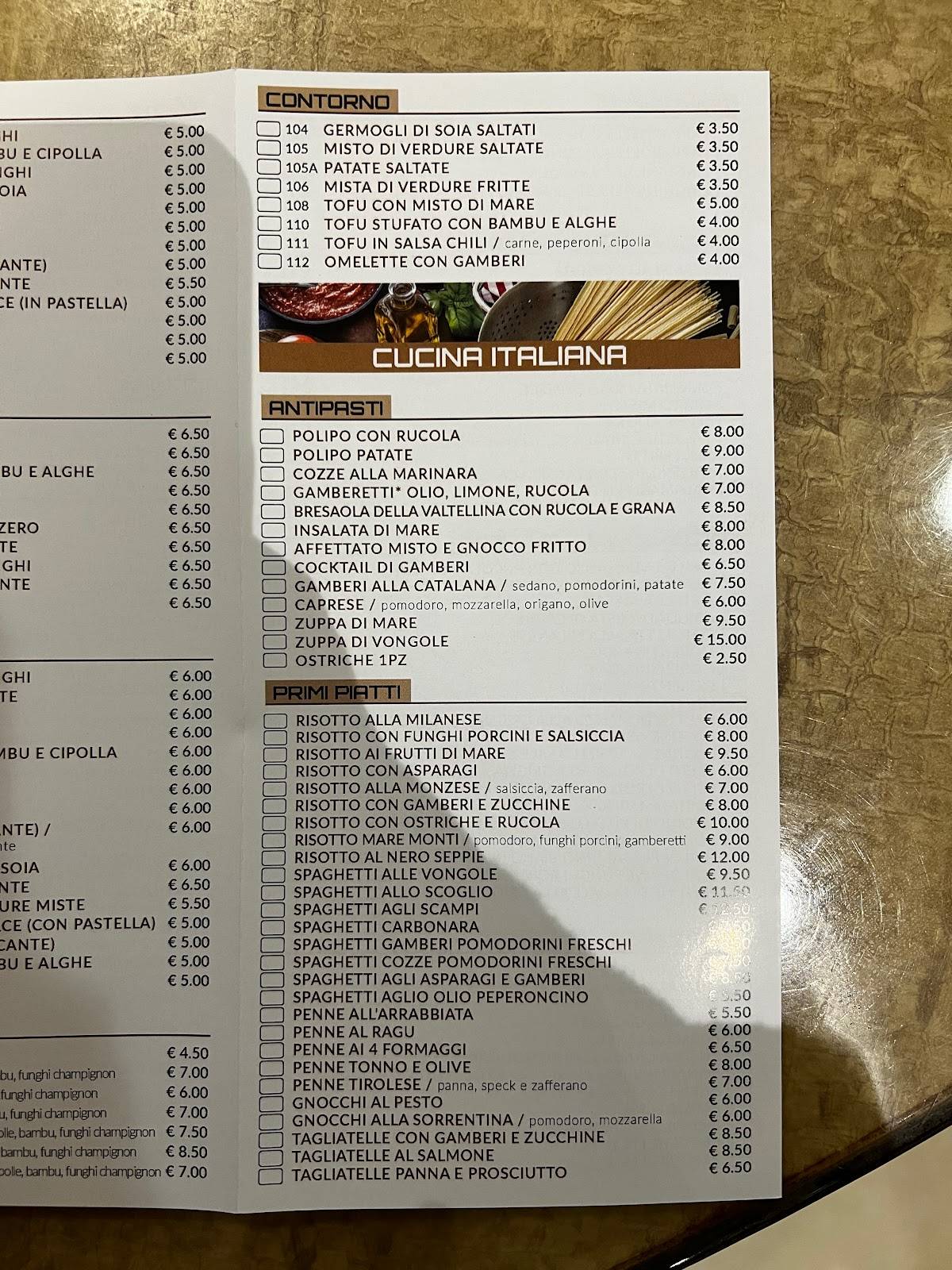 Menu di Ristorante Shanghai 