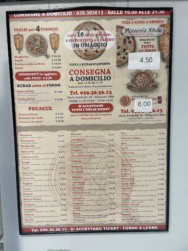 Menu di Pizzeria Shou 