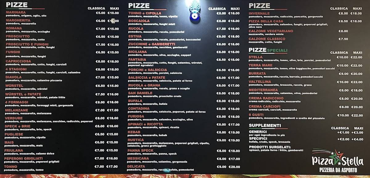 Menu di Pizzeria Stella 