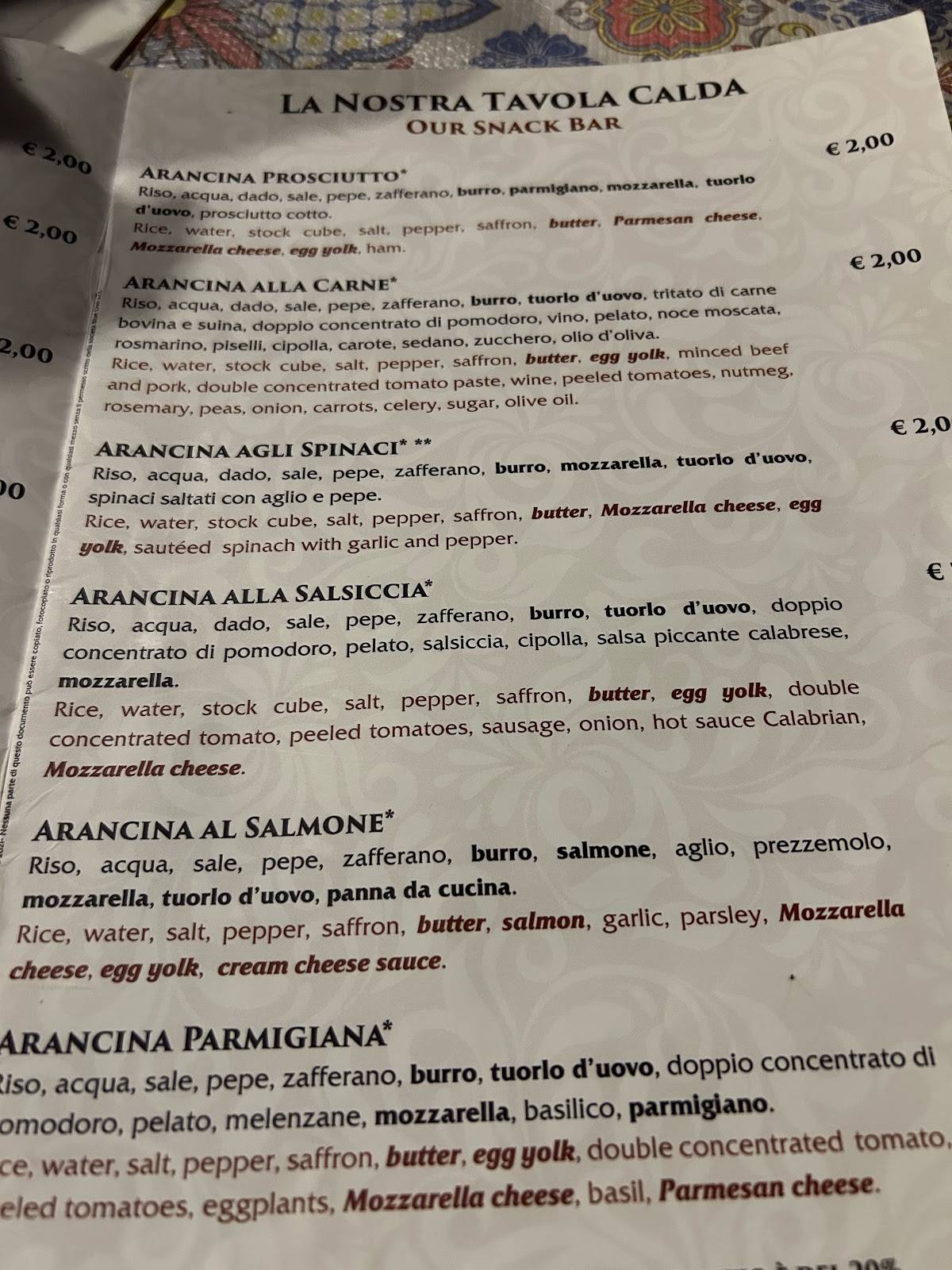 Menu di Pizzeria Steripinto 
