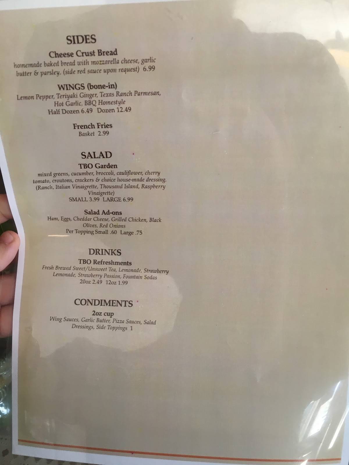 Menu at Texas Brick Oven pizzeria, Alice, 201 S Wright St