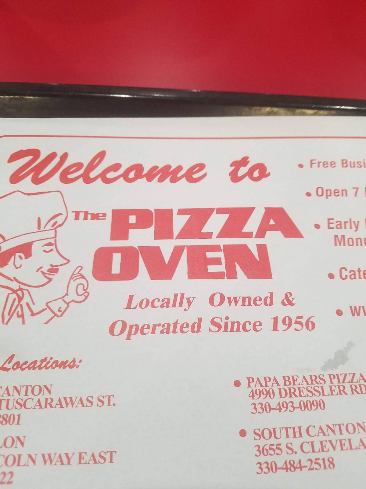 Menu at The Pizza Oven LINCOLN WAY pizzeria, Massillon, Lincoln Hwy